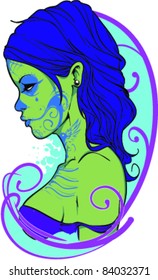 Vector Tatuaje Zombie Girl