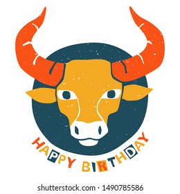Vector taurus (bull) zodiac sign original design. Can be used for poster, greeting card, birthday party, invitation. Vector illustration