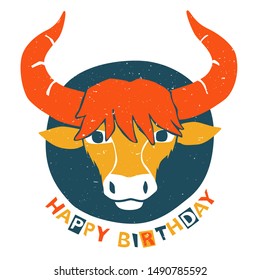 Vector taurus (bull) zodiac sign original design. Can be used for poster, greeting card, birthday party, invitation. Vector illustration