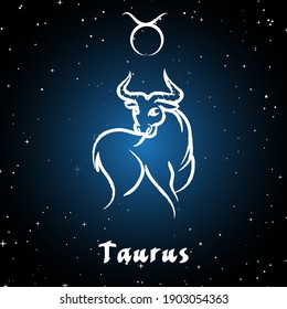Vector of taurus horoscope sign in twelve zodiac with galaxy stars background, vector of polygon bull