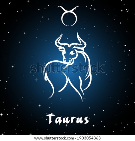 Vector of taurus horoscope sign in twelve zodiac with galaxy stars background, vector of polygon bull