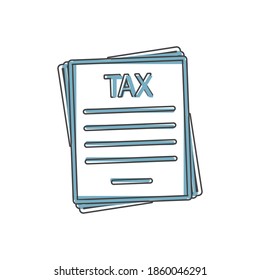  Vector tax form icon on cartoon style on white isolated background.