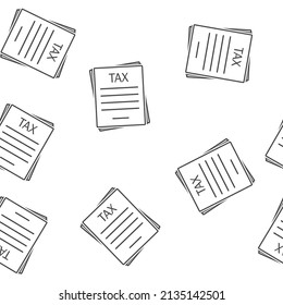 Vector Tax Form Icon Seamless Pattern On A White Background.