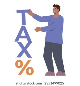 vector tax people flat set of isolated icons with human characters counting and paying taxes making marks vector illustration2