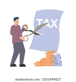 vector tax people flat set of isolated icons with human characters counting and paying taxes making marks vector illustration2