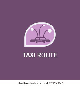 Vector of taxi badges, logos and labels on colorful background. vector illustration