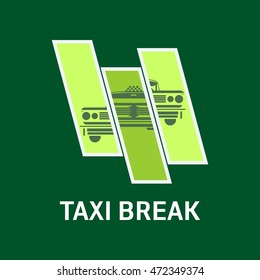 Vector of taxi badges, logos and labels on colorful background. vector illustration