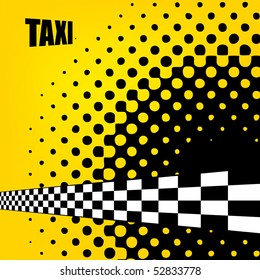 Vector Taxi Cab Background With Checkers Flag.