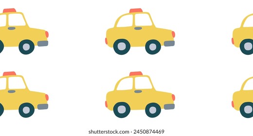 Vector taxi car seamless pattern