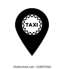 Vector taxi icon. Map pin with taxi text
