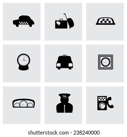 Vector taxi icon set on grey background