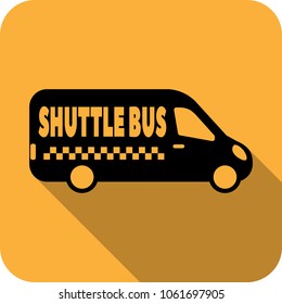 Vector taxi service logo design in trendy modern style - flat shuttle van or shuttle bus emblem