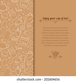 Vector tea background for template card with place for text