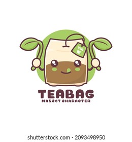 mascota de dibujos animados de bolsos de té vectorial, apta para, logotipos, impresiones, pegatinas, etc, aislada en un fondo blanco.