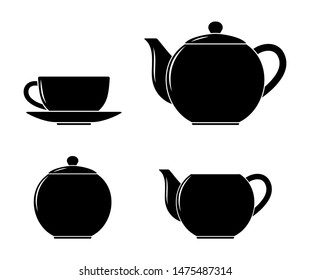 vector tea coffee cup set isolated on white background