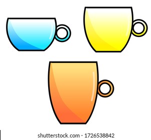 vector tea or coffee cups set isolated on white background