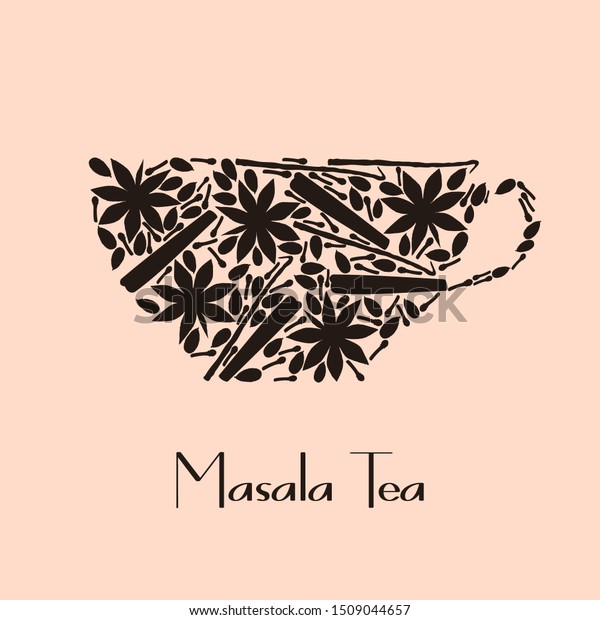 Vector Tea Cup Consists Spices Masala Stock Vector Royalty Free