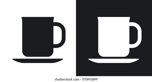 Vector tea cup icon. Two-tone version on black and white background