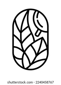 Vector tea leaves and abstract lines for Farm Product Label Eco Logo Organic plant design. Round Bauer emblem linear style. Vintage abstract icon for natural products design cosmetics