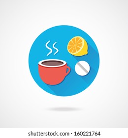 Vector Tea Lemon and Pill Icon