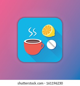 Vector Tea Lemon and Pill Icon