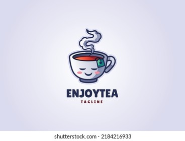 Vector tea mascot logo template