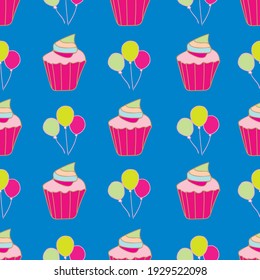 Vector tea party seamless pattern background. perfect for birthdays, fabric, parties, gift wrap, wallpaper and other design projects.