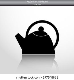 Vector tea pot web flat icon in circle
