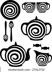 Vector. Tea set 2 in black