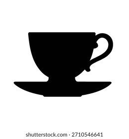Vektor Teetasse mit Teetasse und Untertasse Silhouette Symbol. Skalierbares Design, geeignet für verschiedene Anwendungen.