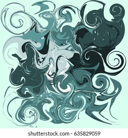 vector teal color liquid marbling pattern design