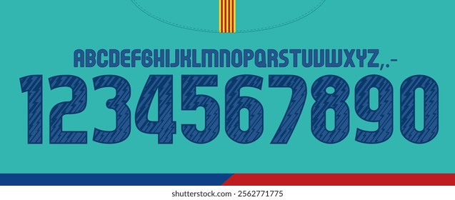 vector team 2010 kit sport style font. football style font barca. messi. Barcelona font, Spain font. sports style letters and numbers for soccer team