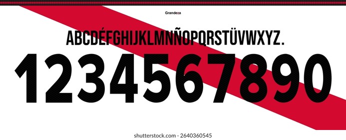 vector team 2025 - 2026 kit sport style font. football style font with lines. River Plate font. argentina font, The Millionaires.sports style letters and numbers for soccer team