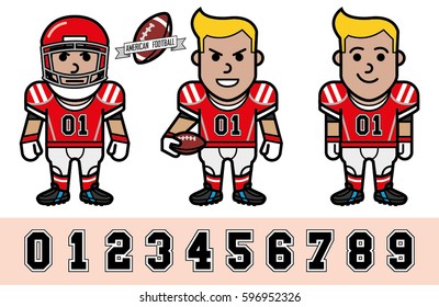 Vector team of american football players (red)