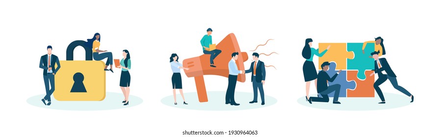 Vector of a team of business people solving successfully problems 