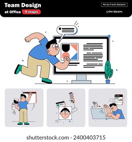 Vector Team Design at Office - Color version (4 Images)