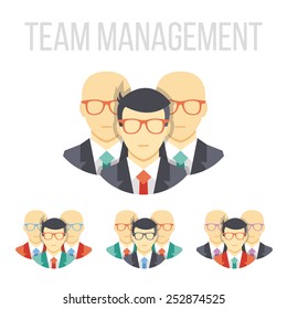 Vector team management icons.