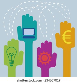 Vector teamwork background. Flat design