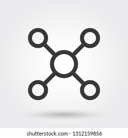 Vector, Teamwork, Business Networking Line Icon with shadow