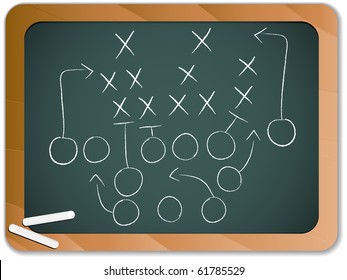 Vector - Teamwork Football Game Plan Strategy On Blackboard