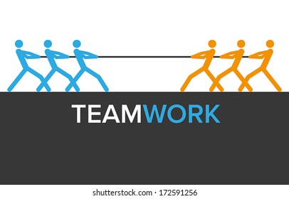 Vector teamwork graphics with two teams for infographics