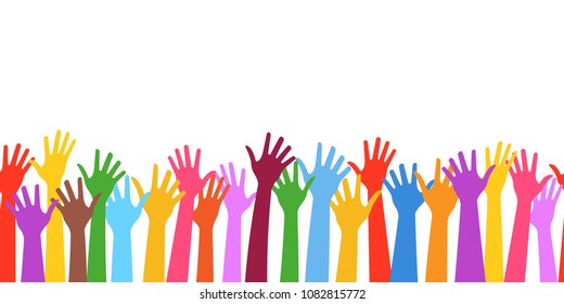 Vector Teamwork Hands Seamless Horizontal Pattern