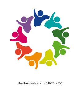 Vector Teamwork Hi 5 - Abstract concept of social group, friendship, image  of happy young people 