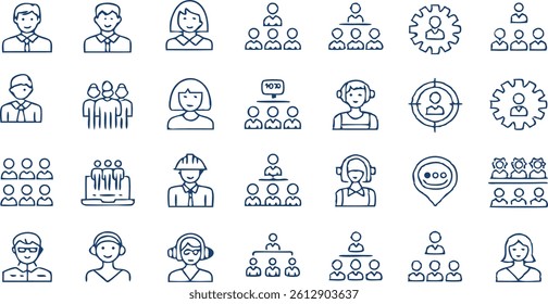 Vector teamwork icons set, business silhouette design