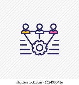 Vector teamwork illustration icon colored line. Beautiful emotions element also can be used as mechanism icon element.