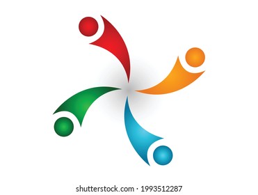 vector teamwork logo, social net, people together icon, company logo isolated.