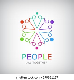 vector teamwork, social net, people together icon, company outline logo isolated. Gay and lesbian rainbow logo, icon