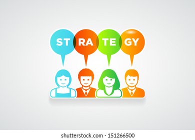 Trabajo en equipo de vectores e ilustración de concepto de estrategia. 