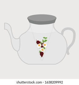 Vector teapot. Abstract. Herbal tea.