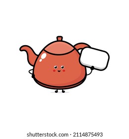 Vector teapot colored and black and white illustration.tea pot icon. Smiling kettle with eyes and mouth isolated on white background. kitchen or hiking equipment. Cute coloring page